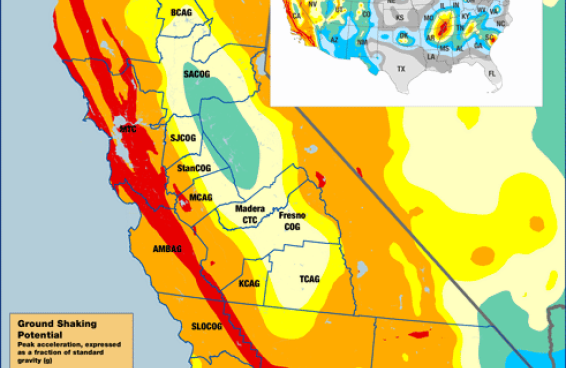 2014 map showing ground shaking potential in the bay area