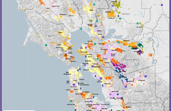 Map of Bay Area Daily vehicle trips and distanced traveled to major employment centers