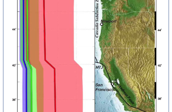 Map of projected sea level rise