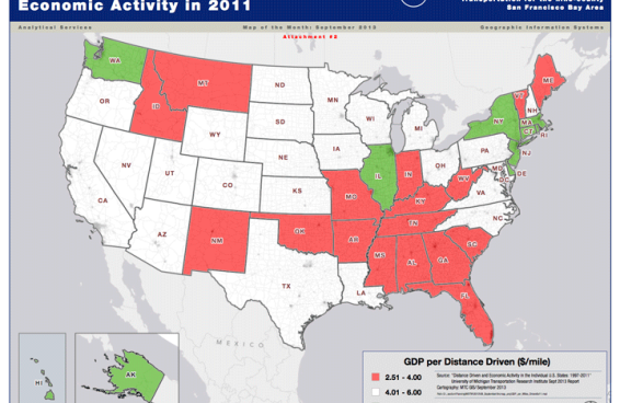 Map of Distance Driven and Economic Activity