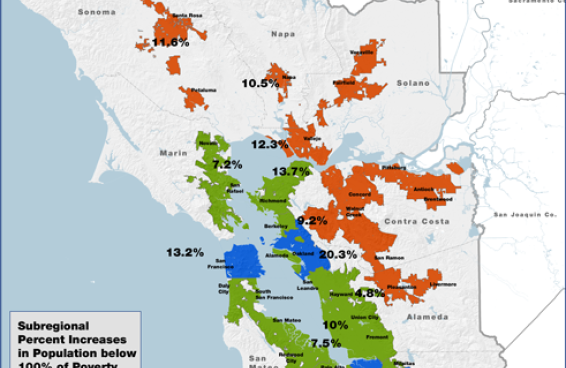 Map of Bay Area Suburbanization poverty 2000 to 2012