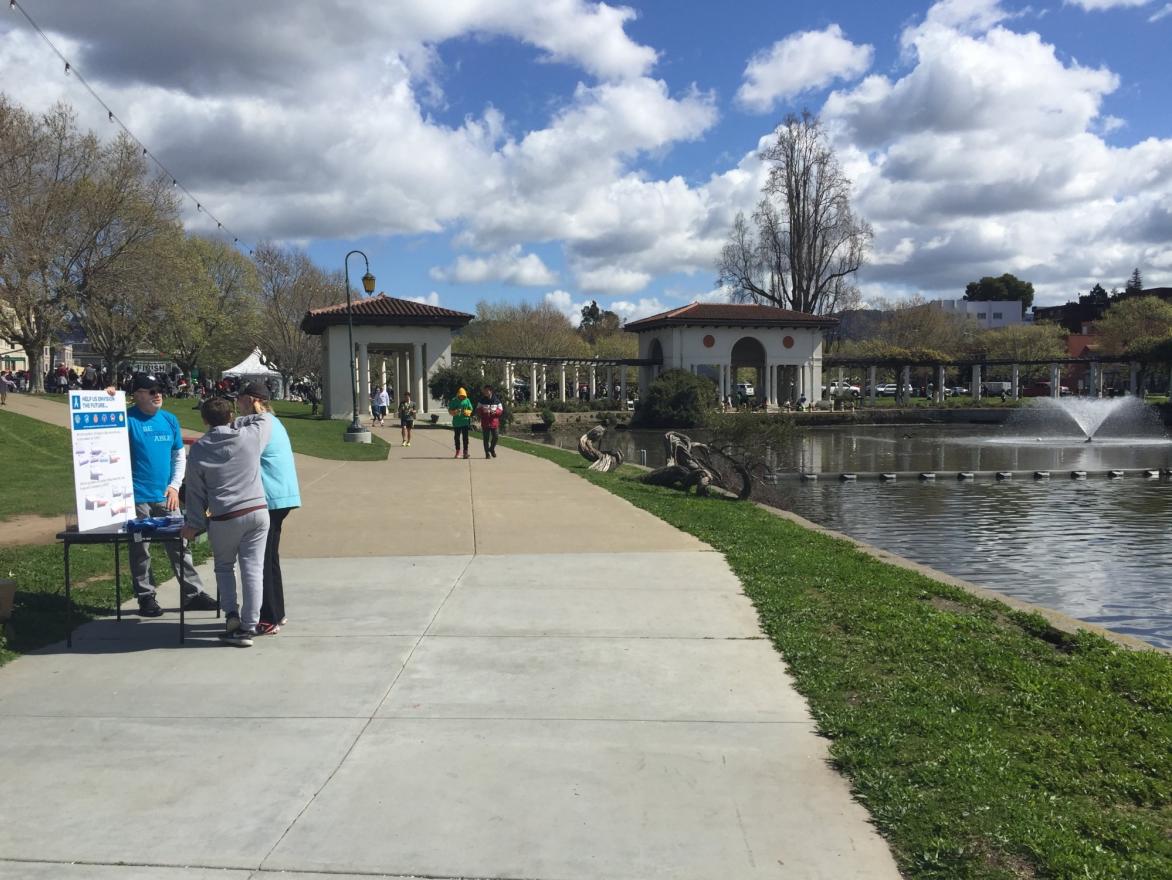 A sunny Saturday at Oakland's Lake Merritt gives an opportunity to talk to neighborhood residents about regional planning.