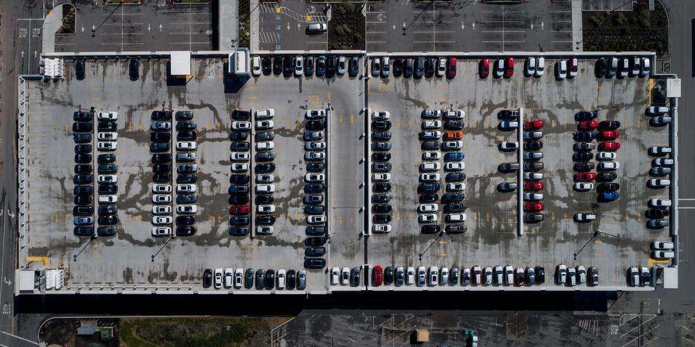 A rooftop parking lot.