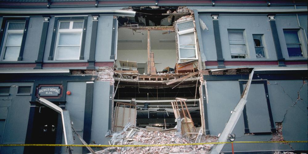 A home damaged in the 1989 Loma Prieta earthquake.