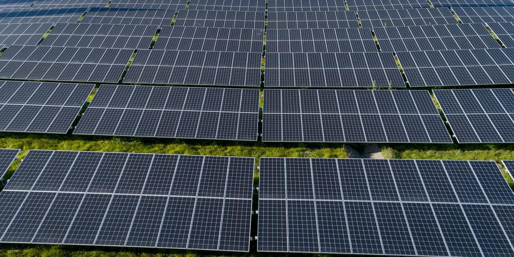 An array of solar panels.