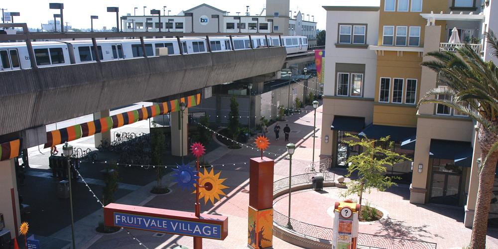 Fruitvale BART station and the Fruitvale Village area.