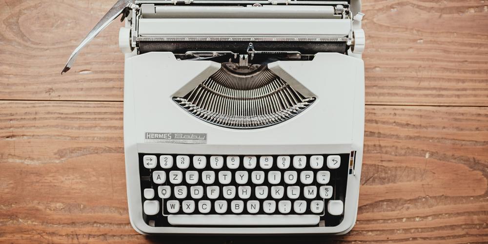Overhead view of a typewriter.