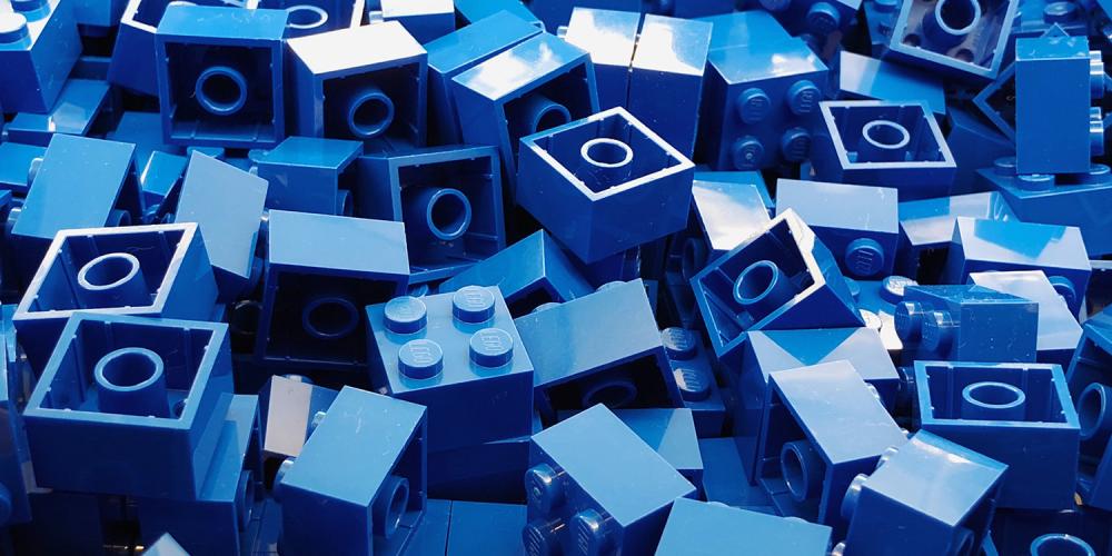 Blue lego building blocks.