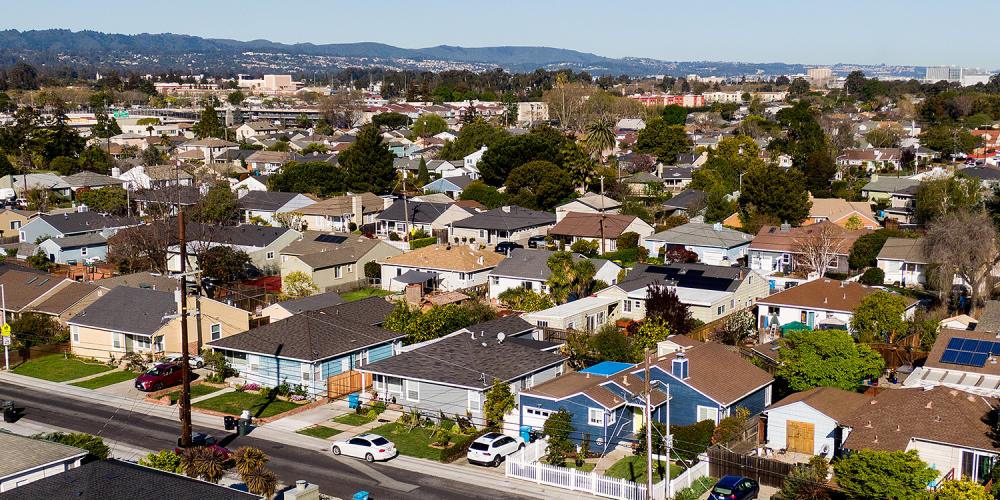 Aerial of a residential neighborhood.