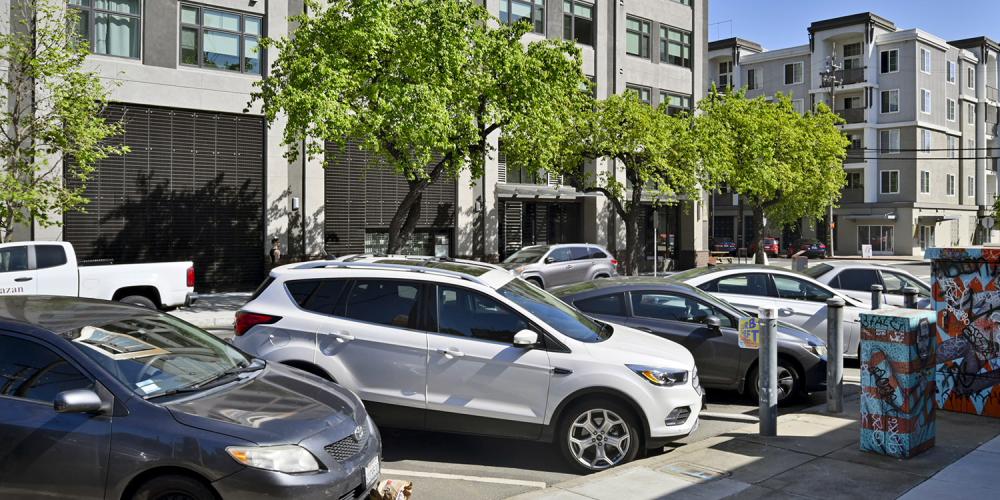 On-street parking in a residential district in Oakland.