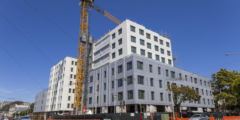 Apartment building under construction in San Francisco.