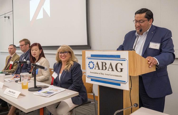 ABAG President Jesse Arreguin and panelists at the 2023 General Assembly.