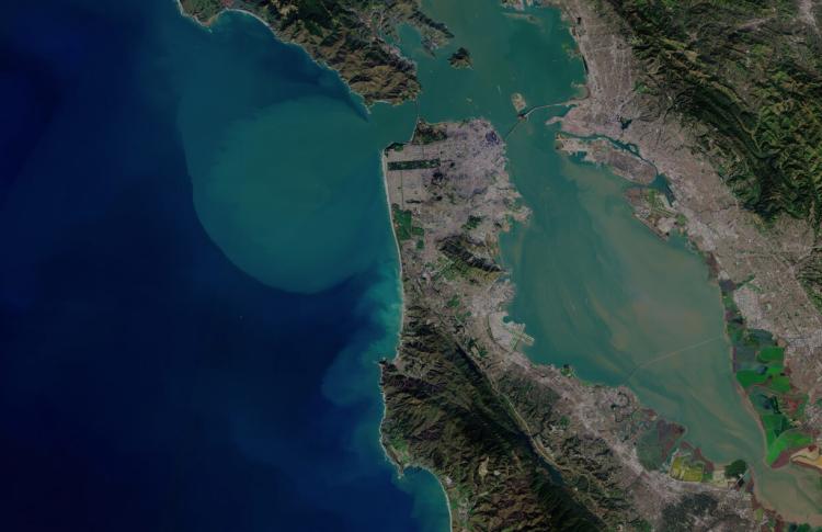 Satellite image of the Bay Area.
