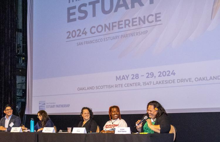 Speakers at the "How to Protect Your Community: Case Studies in Community Resilience" session of the 2024 State of the Estuary Conference.
