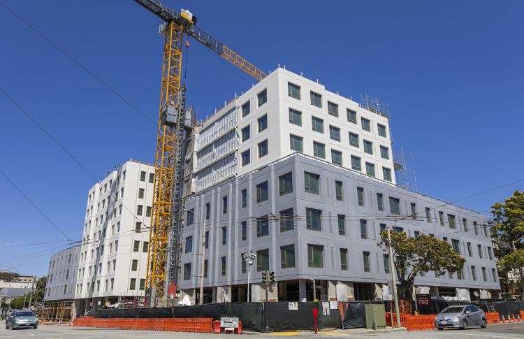Apartment building under construction in San Francisco.