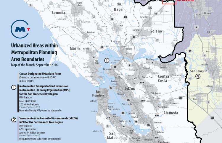 Map of urbanized areas within metropolitan planning area boundaries 