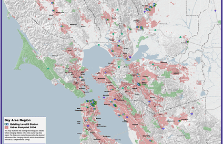 Bay Area Map of Electric Vehicle Charging Stations