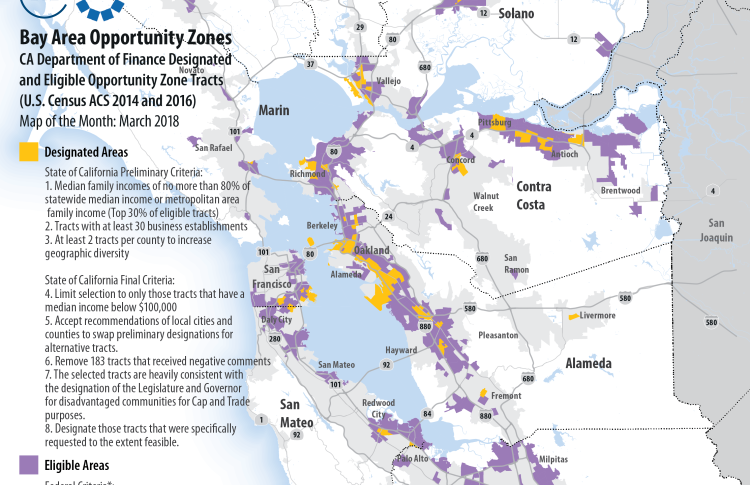 Map of Bay Area opportunity zones March 2018