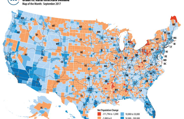 Map of US Population Growth 2000-2016